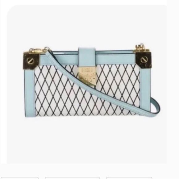 MCM Leather *Tiffany Blue* Patricia WOC Wallet on Strap Crossbody